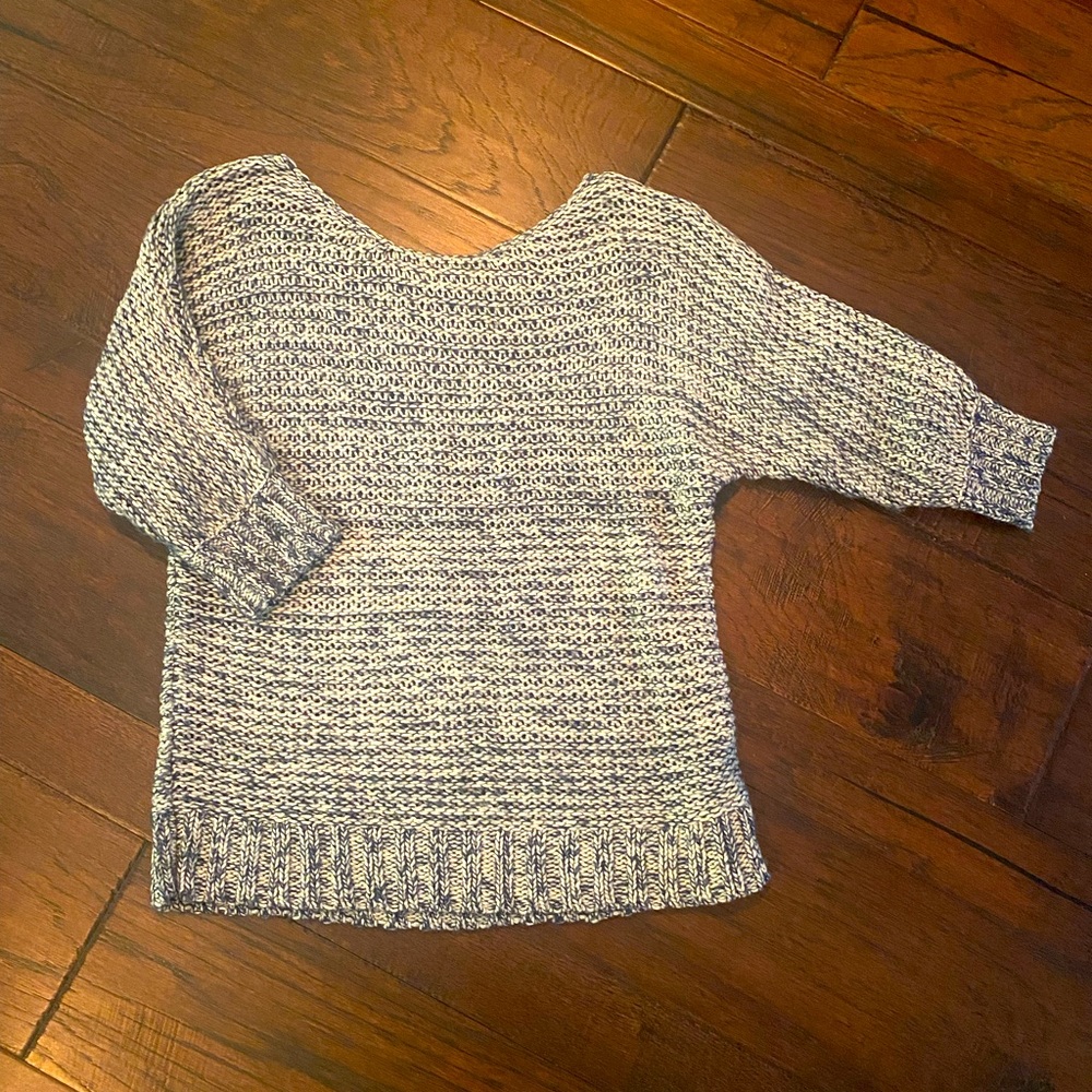 Blue and white woven sweater